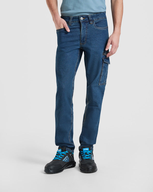 Pantalone da Lavoro Multitasche RAPTOR – Denim Elasticizzato con Tasca Cargo | Roly WRK