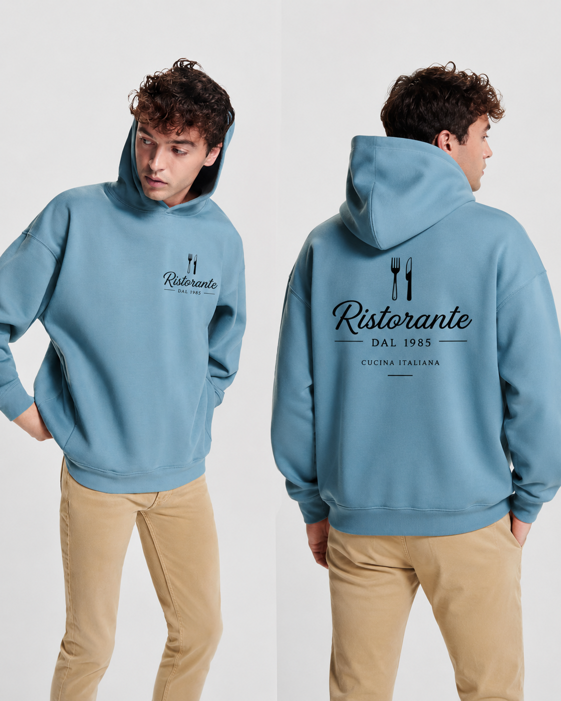 Felpa Otto Unisex Oversize con Cappuccio – Personalizzata | Min. 10 pz